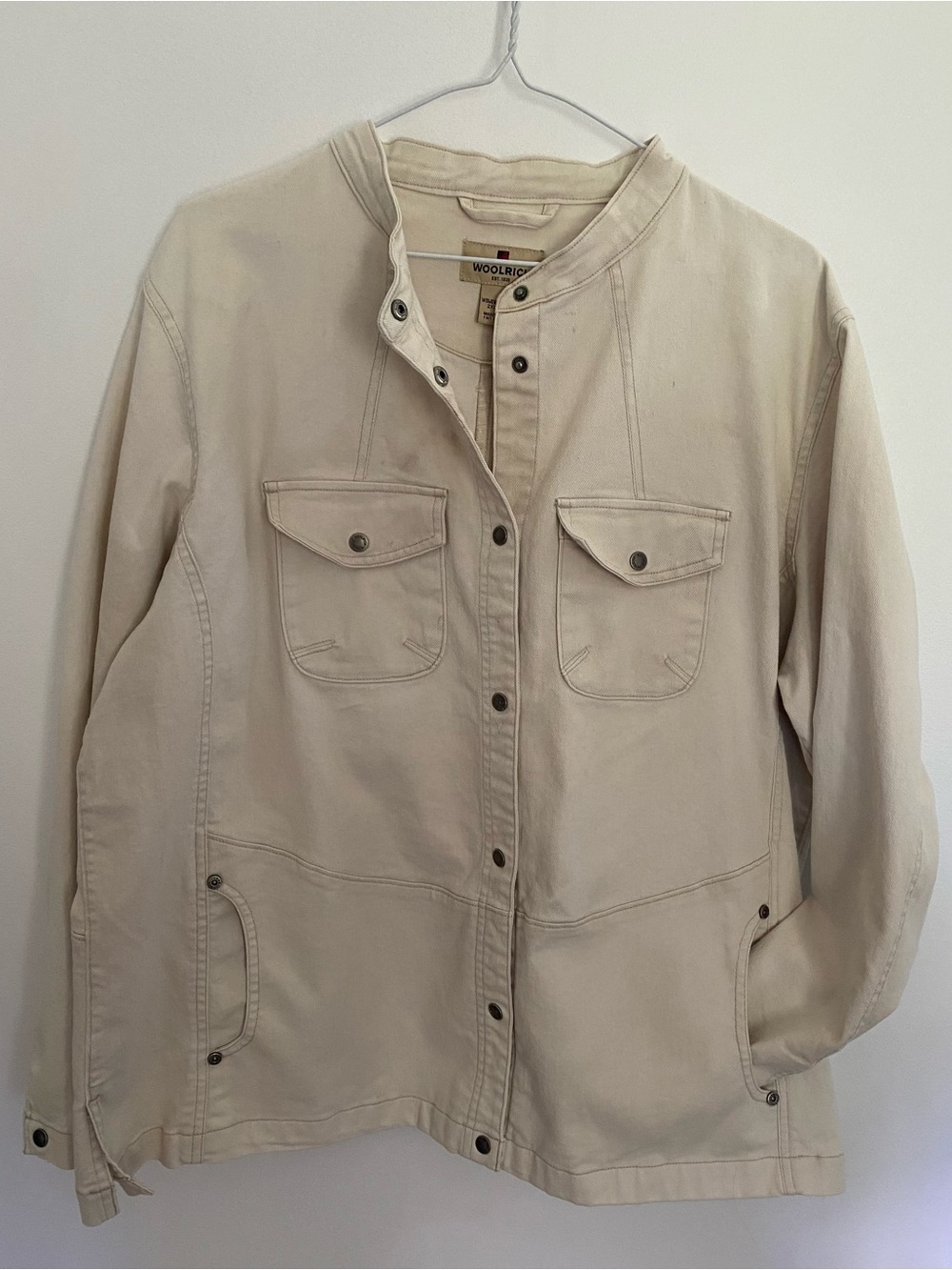 Woolrich Women's Cream Utility Jacket with Snap Front